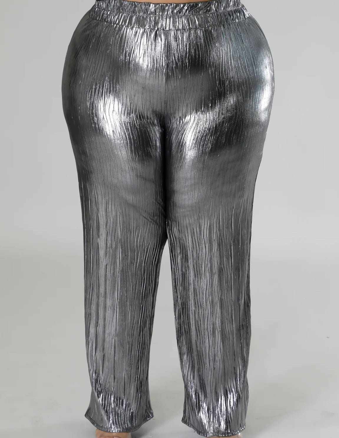 "Remembering The Renaissance" Silver Metallic Pleated Wide-Leg Pant