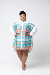 "Journey to Purpose" Button Down Printed Tunic Dress